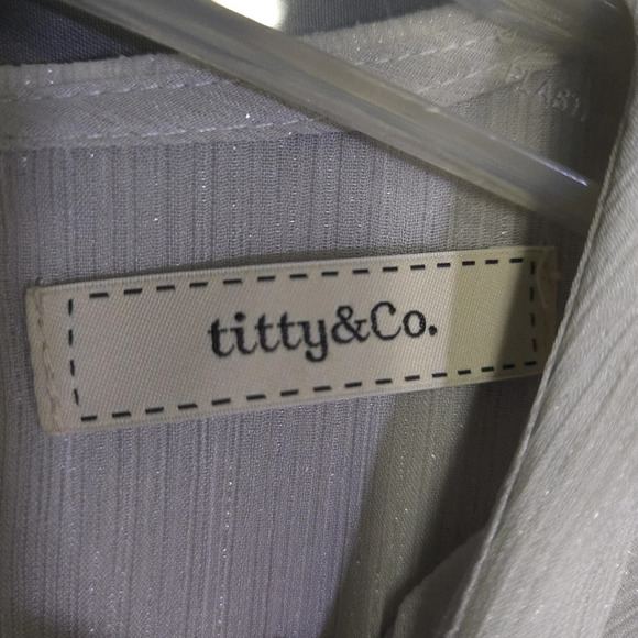 Titty & Co. Dress Size Medium Pearl‎ Buttons Peter Pan Collar Sheer Sleeves - Picture 4 of 10